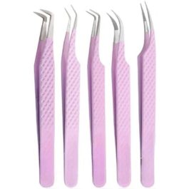 Bite Instruments Professional 4-Piece Purple Eyelash Tweezer Set | Textured Grip Lash Tools