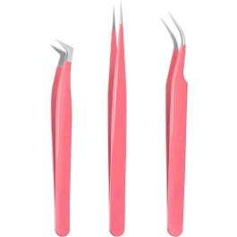 Professional Eyelash Extension Tweezer Set | Stainless Steel 3-Piece Kit
