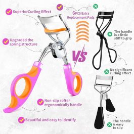 Bite Instruments Premium Quality Eyelash Curler with 6PCS Extra Replacement Pads Easy to Hold and Use
