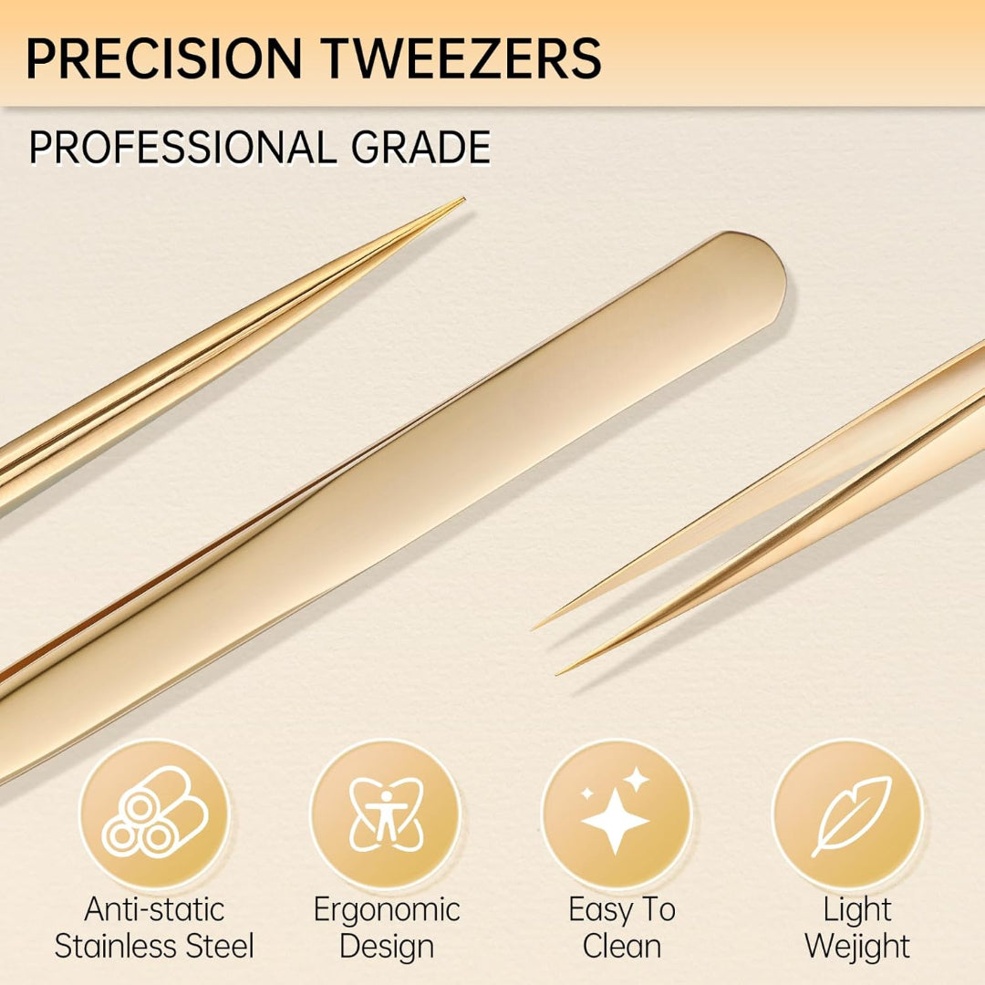 Bite Instruments Gold Straight Eyelash Extension Tweezer | Precision Isolation Tool Elegant Colors - Image 6