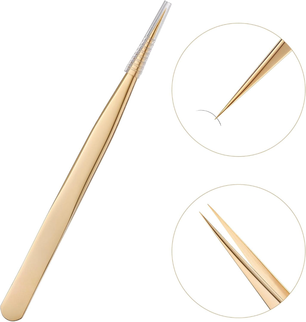 Bite Instruments Gold Straight Eyelash Extension Tweezer | Precision Isolation Tool Elegant Colors - Image 2