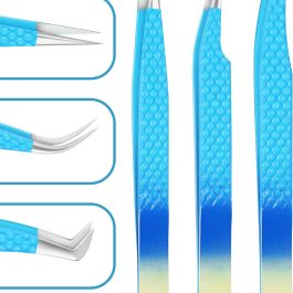 Eyelash Extension Tweezers-3 Pcs Diamond Grip Lash tweezers For Eyelash Extensions