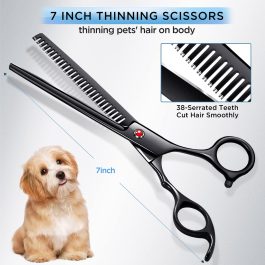 Professional 6-in-1 Dog Grooming Scissors Set – 4CR Stainless Steel with Safety Round Tips & Case