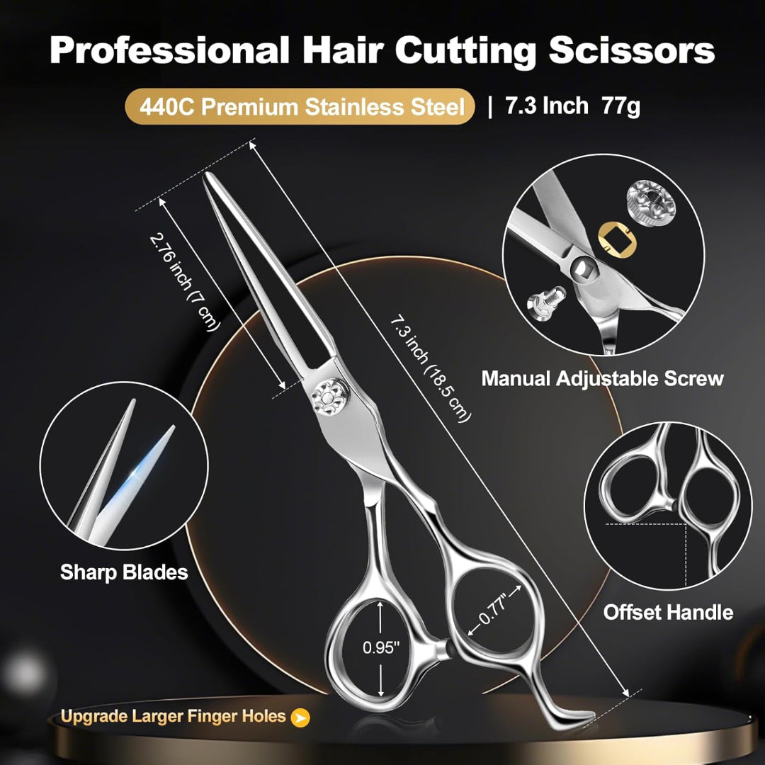 Professional Barber Hair Cutting Scissors Kit – 6.5” Stainless Steel Shears with Case - Image 4