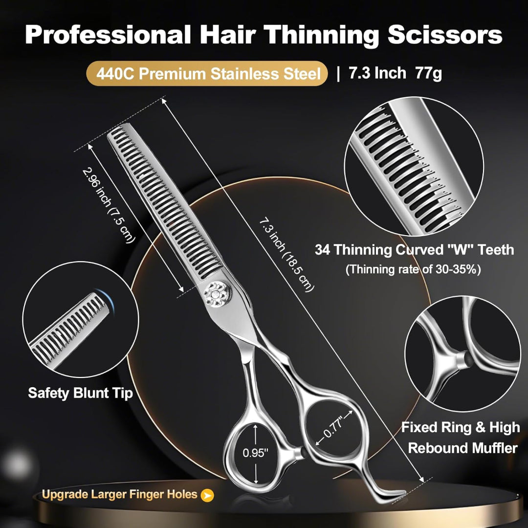 Professional Barber Hair Cutting Scissors Kit – 6.5” Stainless Steel Shears with Case - Image 2