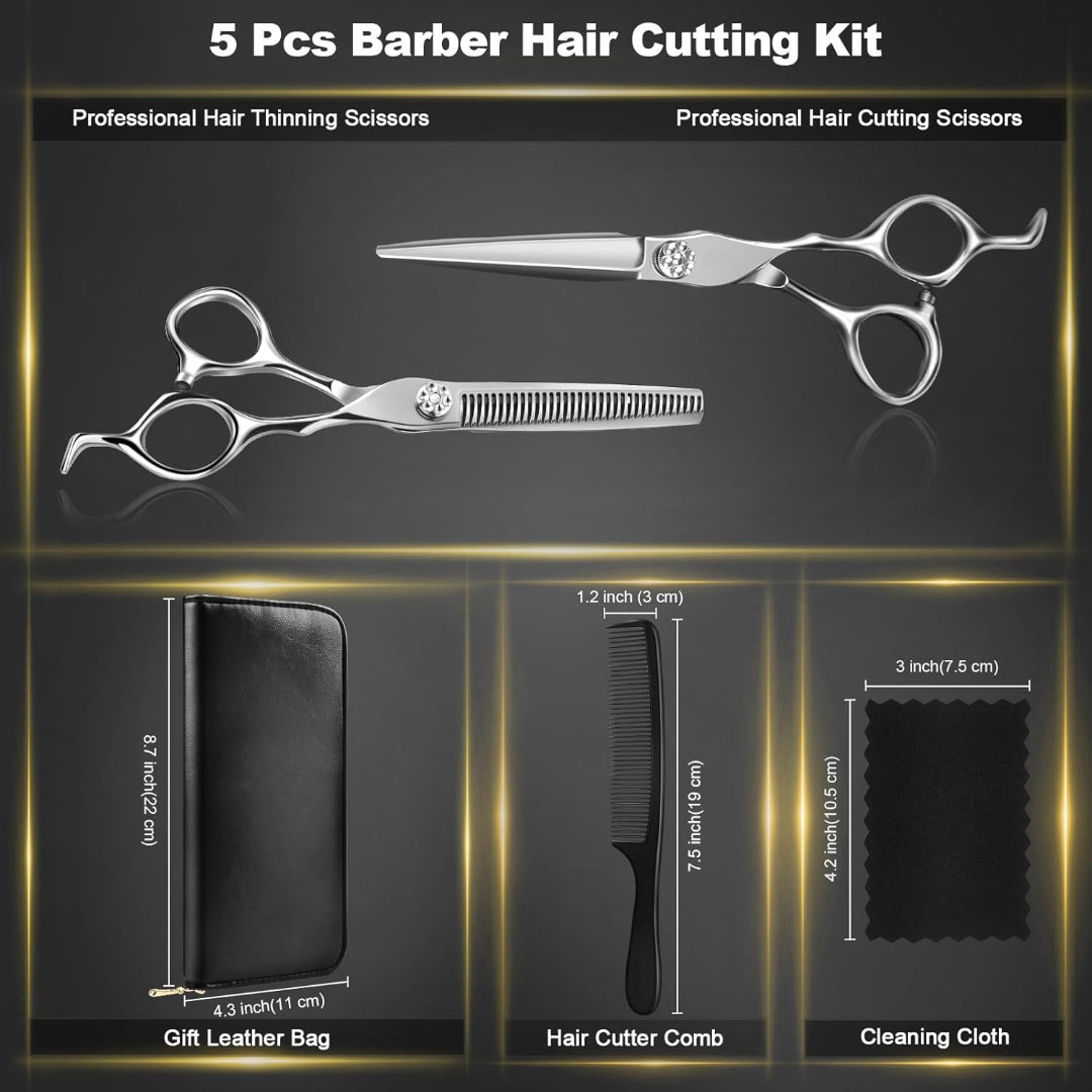 Professional Barber Hair Cutting Scissors Kit – 6.5” Stainless Steel Shears with Case - Image 3