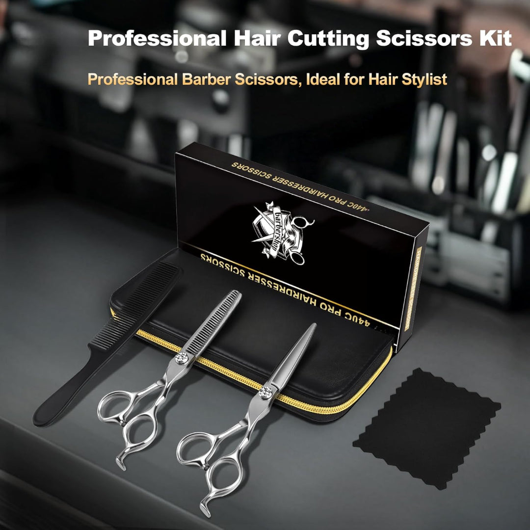 Professional Barber Hair Cutting Scissors Kit – 6.5” Stainless Steel Shears with Case - Image 7