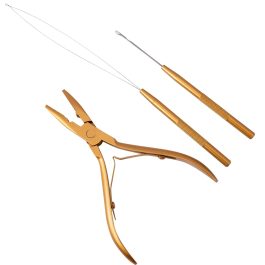 Bite Instruments Professional Hair Extension & Beading Tool Kit – Tea Pink (3 Pieces)