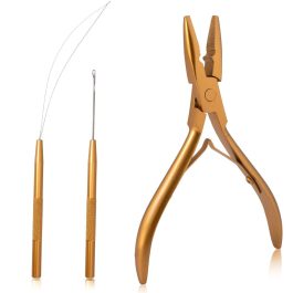 Bite Instruments Professional Hair Extension & Beading Tool Kit – Tea Pink (3 Pieces)