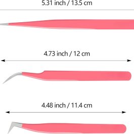 Professional Eyelash Extension Tweezer Set | Stainless Steel 3-Piece Kit