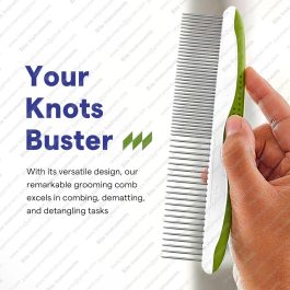 Dog Grooming Comb Stainless Steel Pet Comb for Dogs & Cats, Anti-Slip, Detangling & Shedding Tool