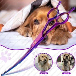 Rainbow Color Curved Grooming Scissors for Dogs & Pets | Bite Instruments