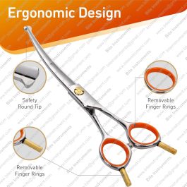 Bite Instruments Curved Pet Grooming Scissors – Professional Dog & Cat Hair Cutting Shears