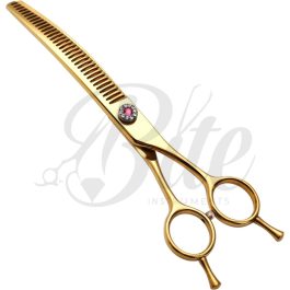 Professional Dog Grooming Scissors Pet Curved Chunker Shears 7.0”Sharp Blades 440C Steel Thinning Scissors