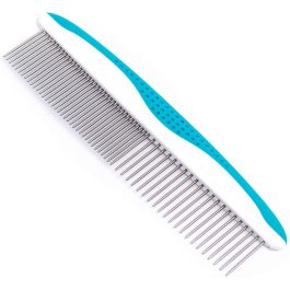 Dog Grooming Comb – Stainless Steel Pet Comb with Anti-Slip Handle for Dogs & Cats