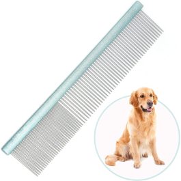Bite Instruments Dog Grooming Comb – Stainless Steel Pet Comb with Anti-Slip Handle