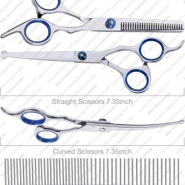 Professional Pet Grooming Scissors Kit – Dog & Cat Hair Cutting Shears with Comb | Bite Instruments