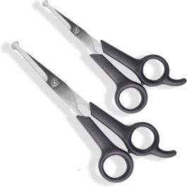 Pet Grooming Scissors Body & Facial Trimmer Stainless Steel Rounded Tips Shears