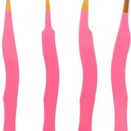 Bite Instruments Pink & Gold 4-Piece Eyelash Tweezer Set | Precision Tools for Volume & Classic Lashes