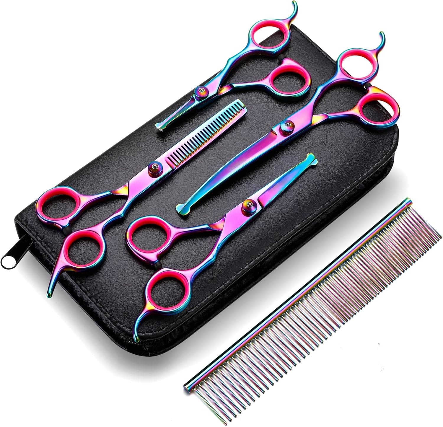 Professional 6 in 1 4CR Stainless Steel Dog Grooming Scissors with Safety Round Tip, Pet Grooming Scissor for Dogs, Cats and Other Animals - Image 11