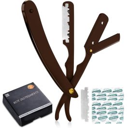 Professional Straight Razor for Men, Barber Straight Edge Razor Safety with Blades