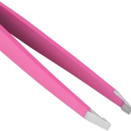 Professional Pink Oblique Slanted Eyebrow Tweezer