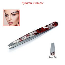 Professional Slanted Tip set of 5 Eyebrow Tweezers Stainless Steel Hair Plucker